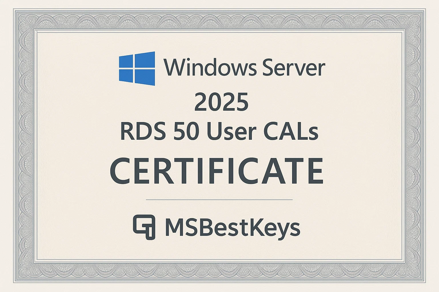 
Windows Server 2025 RDS 50 User CALs Certificate – 50 User CALs Certificate