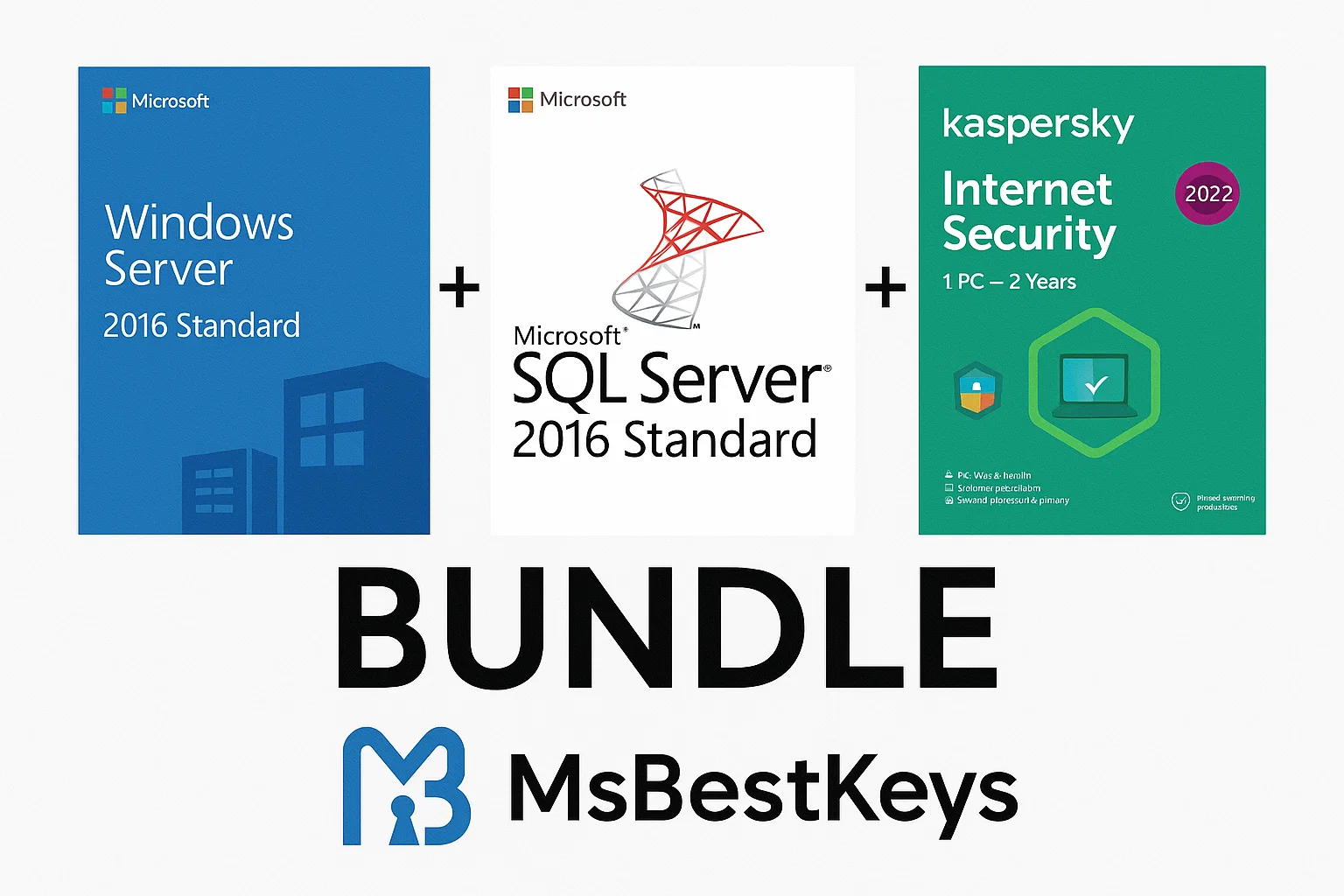 Bundle Windows Server 2016 Standard | Microsoft SQL Server 2016 standard | Kaspersky Internet Security 2022 1 PC – 2 Years