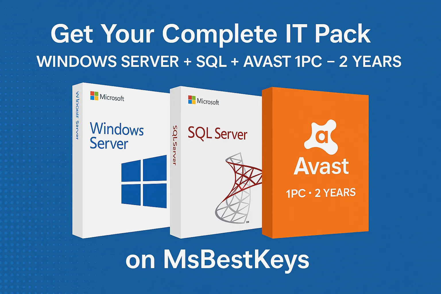 Bundle Windows Server 2019 Standard | Microsoft Server SQL 2019 Standard | Avast Cleanup PREMIUM 1PC – 2 Years